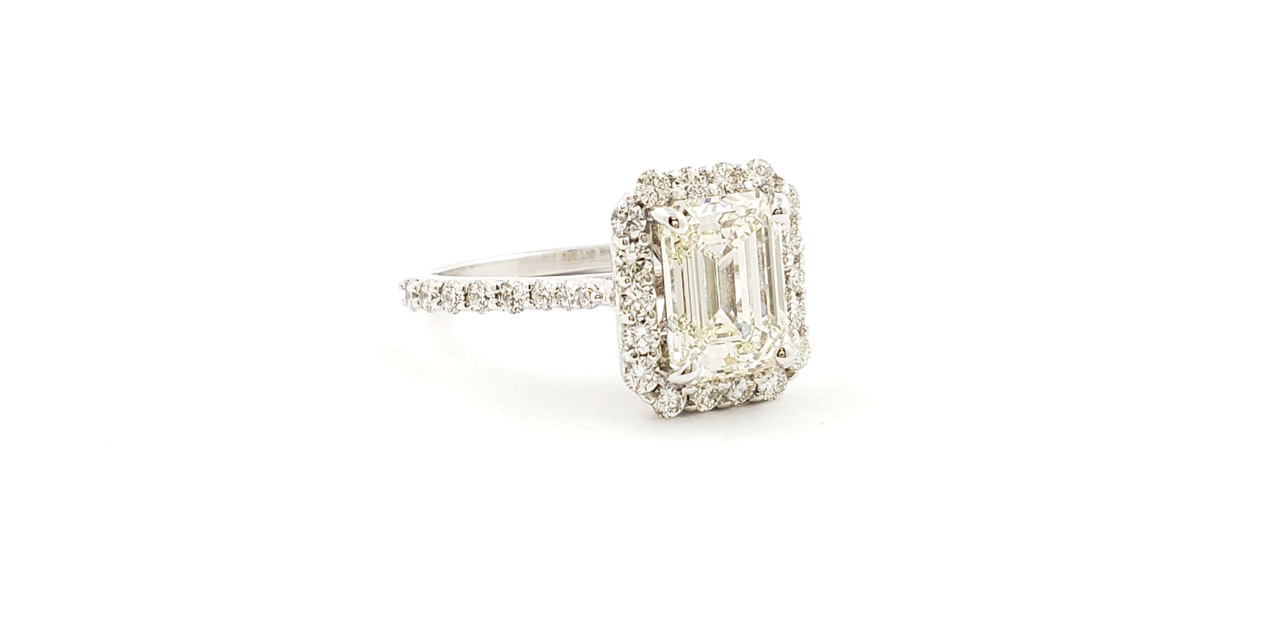 Emerald Cut Diamond Ring with Halo